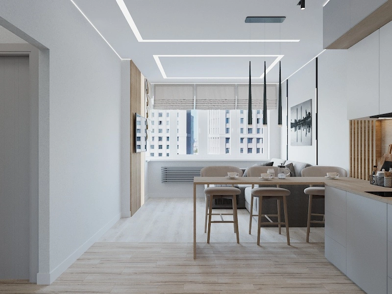 Кухня-гостиная в современном стиле в Кемерово