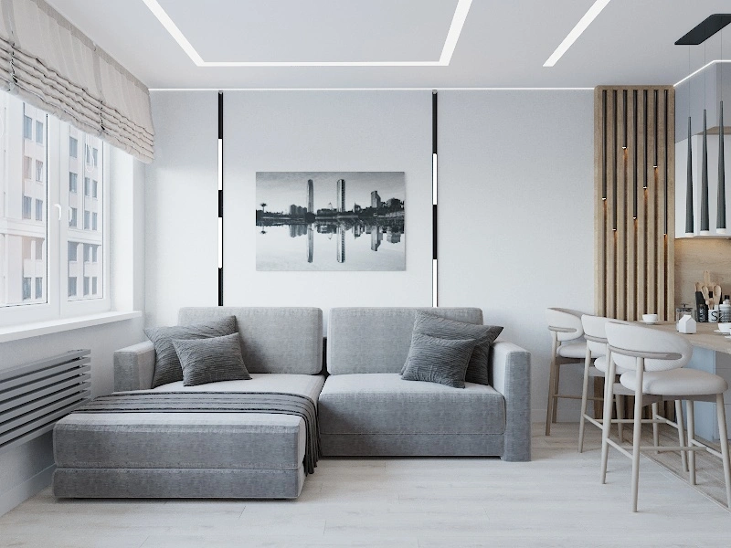 Зона отдыха с угловым диваном в современном стиле